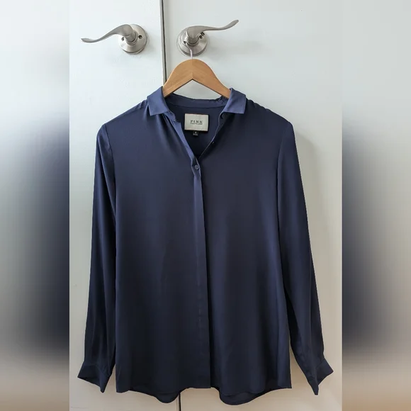 Thomas Pink Dark Blue/Purple Silk Button Down Shirt - Picture 2 of 8